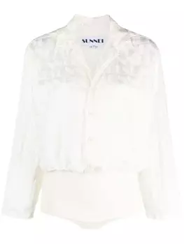 Sunnei боди с длинными рукавами и логотипом, белый