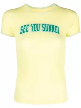 Sunnei футболка с аппликацией, желтый