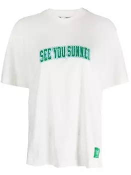 Sunnei футболка с нашивкой-логотипом, белый