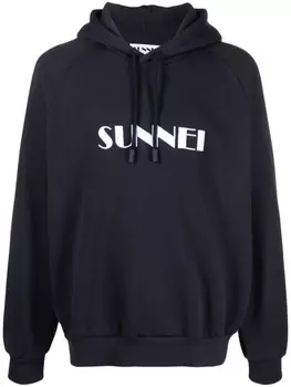 Sunnei худи из органического хлопка с логотипом, синий