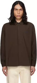 SUNNEI Коричневая рубашка с раздвинутым воротником