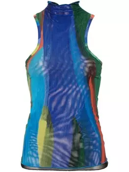 Sunnei топ из тюля с высоким воротом, синий