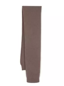 Sunspel шерстяной шарф с отделкой в рубчик, коричневый