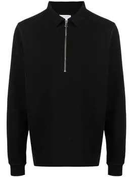 Sunspel толстовка с воротником поло на молнии, черный