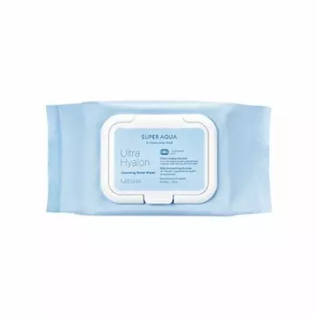 Super Aqua Ultra Hyalon Очищающие салфетки с водой, 30 салфеток, Missha