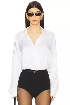 Супер большой боди-блузка в стиле рубашки бойфренда Norma Kamali, snow white