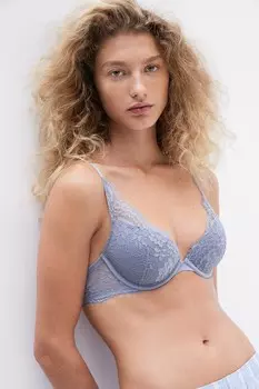 Супер кружевной бюстгальтер пуш-ап H&M, синий