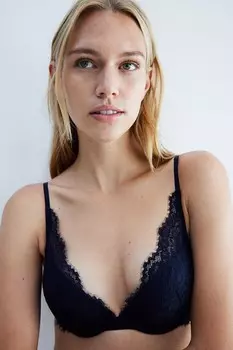 Супер кружевной бюстгальтер пуш-ап H&M, синий