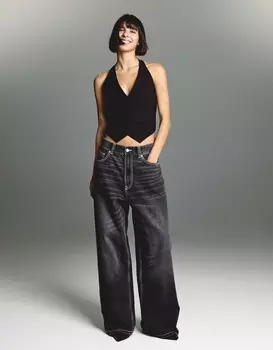 Супер мешковатые джинсы Bershka, серый