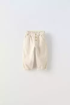 Супер мягкие брюки на пуговицах ZARA, экрю