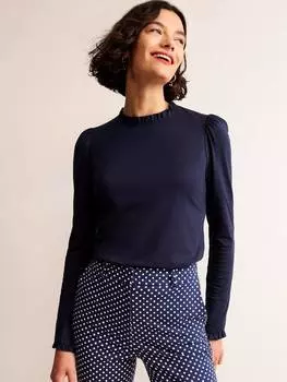 Супер мягкий топ с оборками Boden, темно-синий