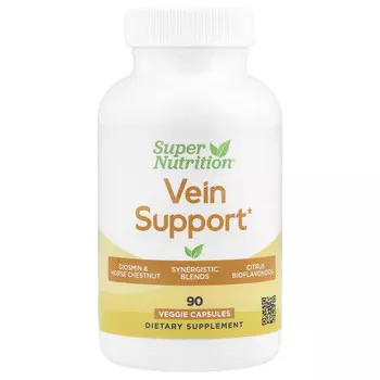 Super Nutrition, добавка для поддержки вен, 90 растительных капсул