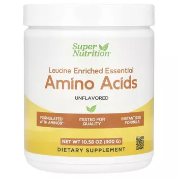 Super Nutrition, незаменимые аминокислоты с лейцином, без добавок, 300 г (10,58 унции)