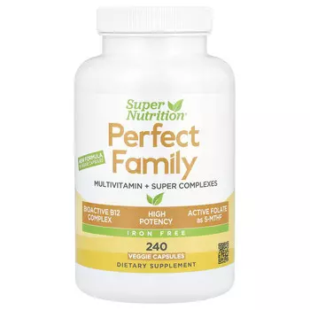 Super Nutrition, Perfect Family, мультивитамины и суперкомплексы для всей семьи, без железа, 240 растительных капсул