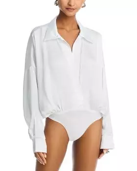 Супер-оверсайз боди-рубашка бойфренда Norma Kamali, белый
