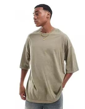 Супер-оверсайз-футболка выцветшего хаки Jack & Jones