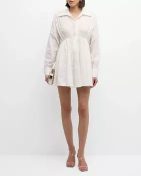 Супер-оверсайз-платье-рубашка в стиле бэби-долл бойфренда Norma Kamali, цвет White Vines