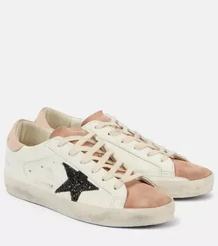 Супер Стар кожаные кроссовки с блестками Golden Goose, Milk/Pink/Dark Blue