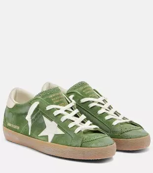 Супер Стар замшевые кроссовки Golden Goose, Green/White/Platinum