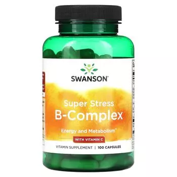 Super Stress, B-комплекс, с витамином С, 100 капсул Swanson