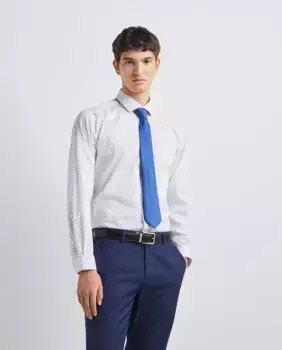 Суперэластичная мужская рубашка с геометрическим рисунком Easy Wear, белый