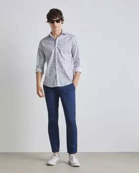 Суперэластичная мужская рубашка с микроцветками Easy Wear, белый