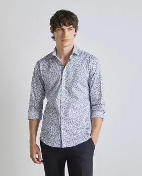 Суперэластичная мужская рубашка с микроцветками Easy Wear, синий