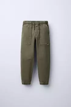 Суперэластичные брюки для спорта ZARA, оливково-зеленый