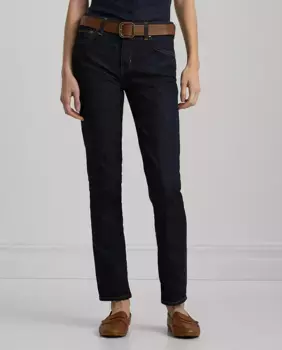 Суперэластичные женские прямые брюки со средней посадкой Lauren Ralph Lauren, индиго/синий