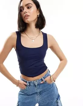 Суперэластичный топ Jungle без рукавов темно-синего цвета Threadbare
