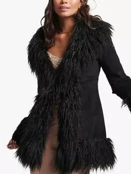 Superdry Афганское пальто на подкладке из искусственного меха, черный