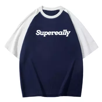 SUPEREALLY СУПЕРАЛЬНО футболка унисекс, Абрикосовое написание темно-синего цвета (лямка)