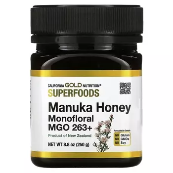 СУПЕРФУДЫ — Манука Мед монофлоральный MGO 263+ 8,8 унции (250 г) California Gold Nutrition