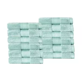 SUPERIOR Набор из 12 высоковпитывающих мочалок из турецкого хлопка, цвет Dusty Aqua