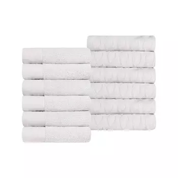 SUPERIOR Набор мочалок из турецкого хлопка с рисунком «елочка», 12 предметов, белый