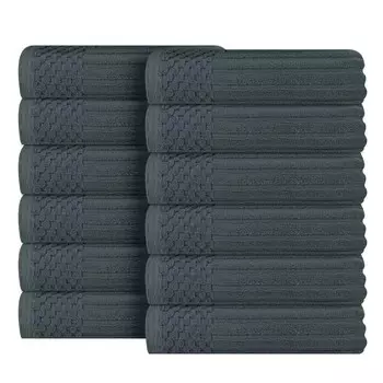 SUPERIOR Набор ультравпитывающих мочалок Soho из 12 предметов из текстурированного хлопка в рубчик, цвет Pine