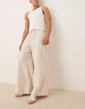 Супермешковатые брюки ASOS DESIGN из льняной смеси в каменном цвете