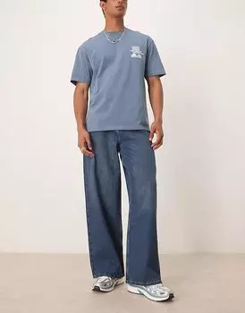 Супермешковатые джинсы ASOS DESIGN со складками цвета индиго
