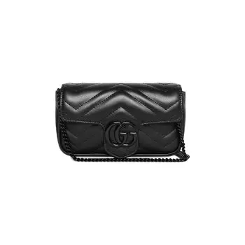 Супермини-сумка Gucci GG Marmont Matelasse, черная