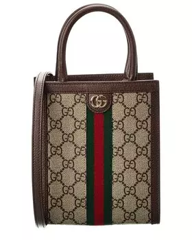Супермини-сумка Gucci Ophidia GG Supreme из ткани и кожи, коричневый