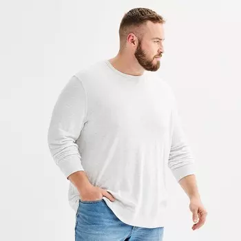 Супермягкая футболка двойной вязки Big & Tall Sonoma Goods For Life, цвет Ice Heather