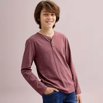 Супермягкая футболка на пуговицах с длинными рукавами Sonoma Goods For Life для мальчиков 8–20 лет в цвете обычный и хаски, цвет Burgundy