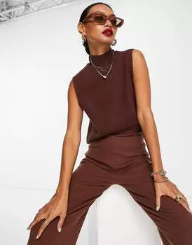 Супермягкая майка с высоким горлом ASOS DESIGN co-ord шоколадного цвета