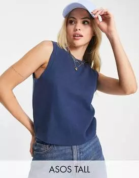 Супермягкая майка темно-синего цвета ASOS DESIGN Tall