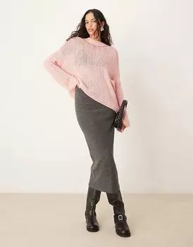 Супермягкая макси-юбка темно-серого цвета Vila