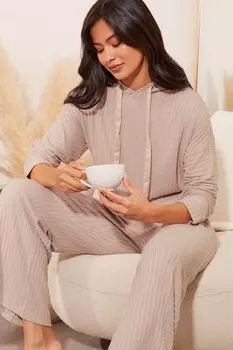 Супермягкая толстовка с капюшоном для отдыха Lipsy, коричневый