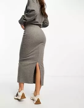 Супермягкая юбка миди темно-серого цвета ASOS DESIGN — часть комплекта
