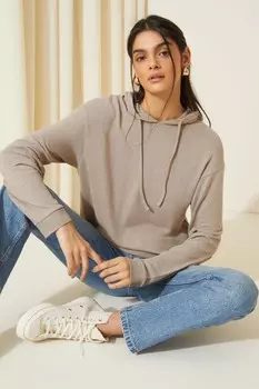 Супермягкая, уютная толстовка с капюшоном и длинными рукавами на завязках Friends Like These, коричневый