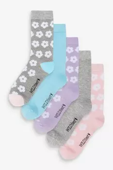 Супермягкие бамбуковые носки Crew, 5 упаковок Wild Feet, коричневый