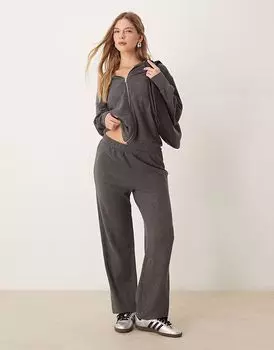 Супермягкие джоггеры с заниженной талией и манжетами ASOS DESIGN серого меланжевого цвета
